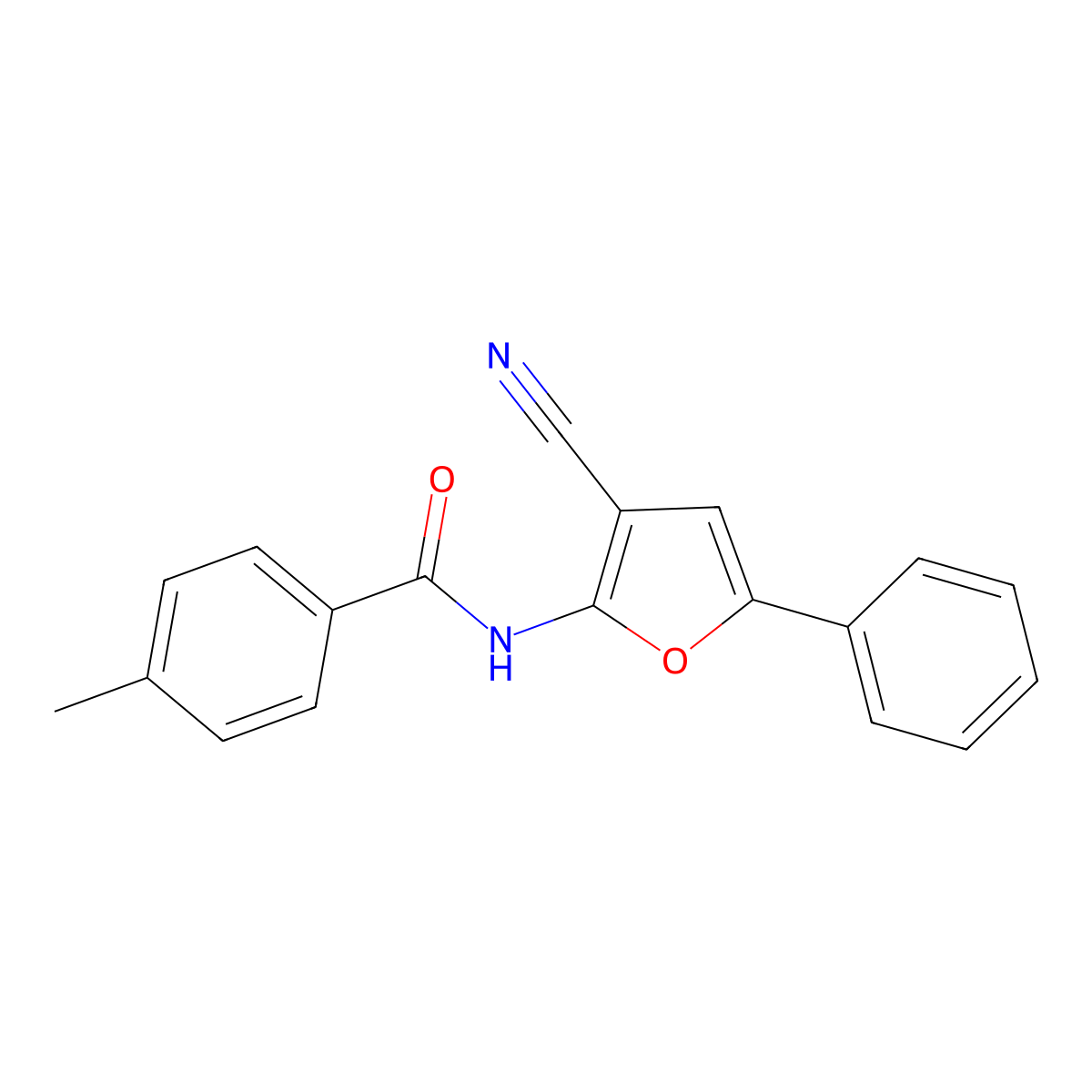 N-(3-cyano-5-phenylfuran-2-yl)-4-methylbenzamide molecular structure, CAS 478045-64-6