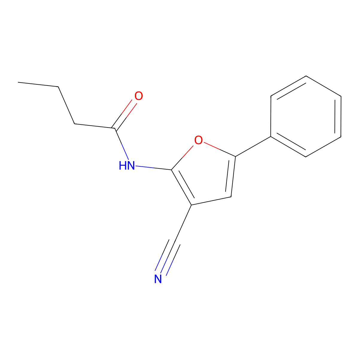 N-(3-cyano-5-phenylfuran-2-yl)butanamide molecular structure, CAS 478045-65-7
