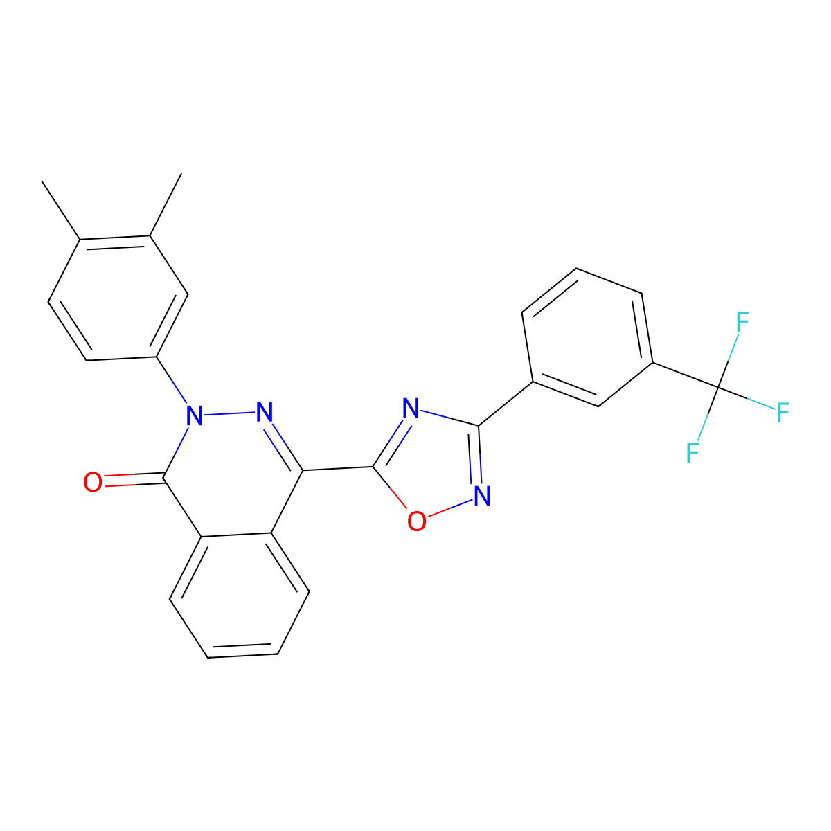 2-(3,4-Dimethylphenyl)-4-[3-[3-(trifluoromethyl)phenyl]-1,2,4-oxadiazol-5-yl]phthalazin-1-one molecular structure, CAS 478045-67-9