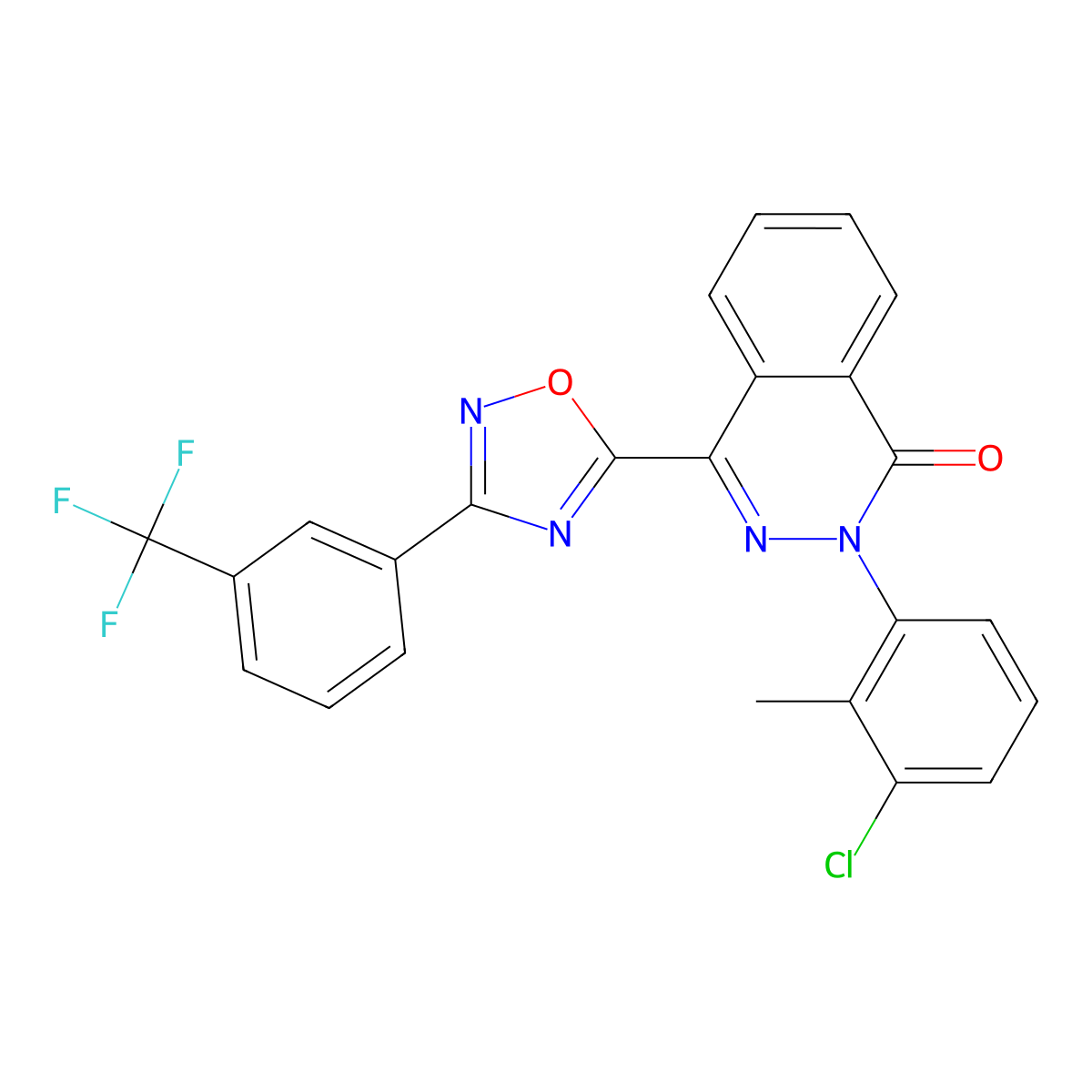 2-(3-Chloro-2-methylphenyl)-4-[3-[3-(trifluoromethyl)phenyl]-1,2,4-oxadiazol-5-yl]phthalazin-1-one molecular structure, CAS 478045-82-8