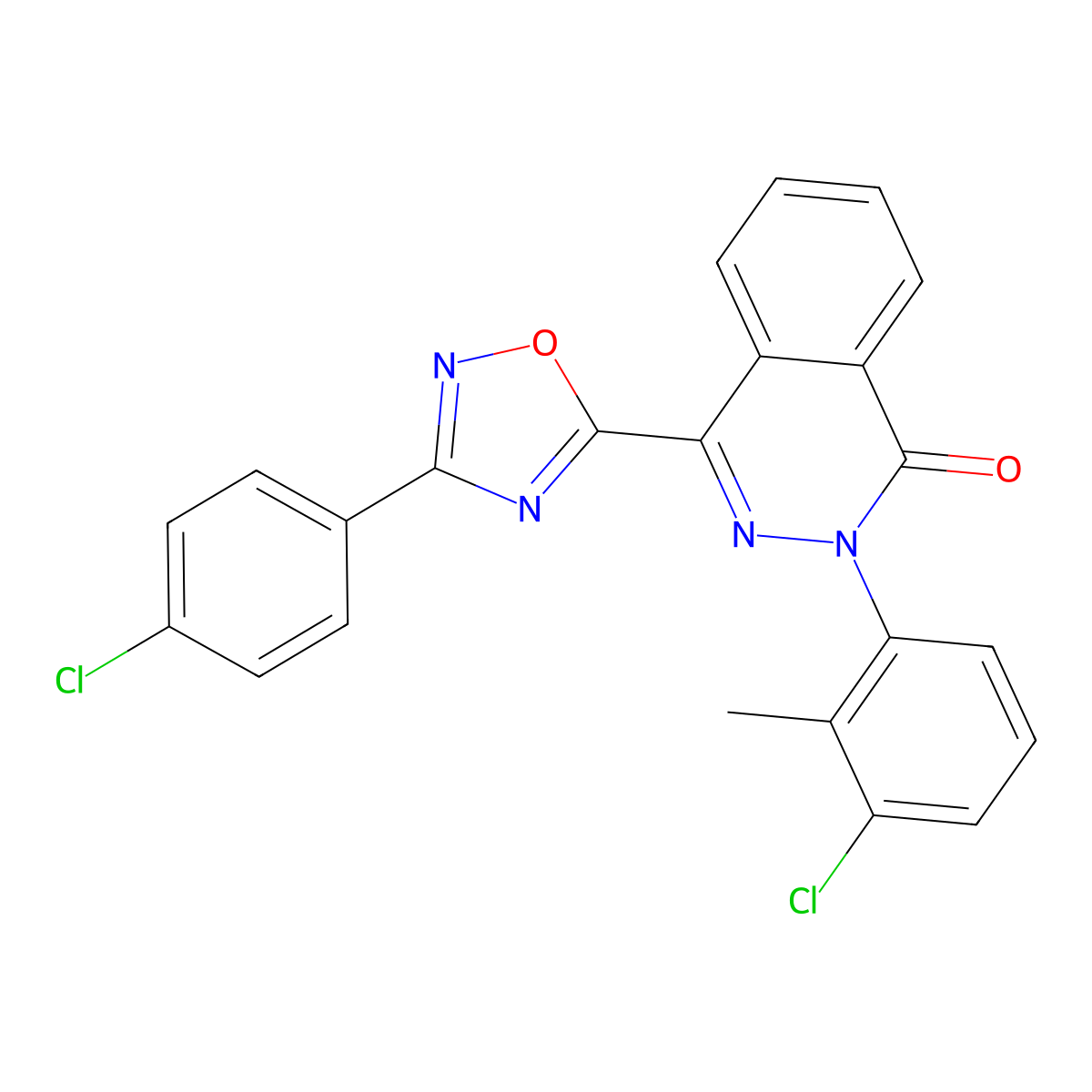 2-(3-chloro-2-methylphenyl)-4-[3-(4-chlorophenyl)-1,2,4-oxadiazol-5-yl]-1(2H)-phthalazinone molecular structure, CAS 478045-83-9