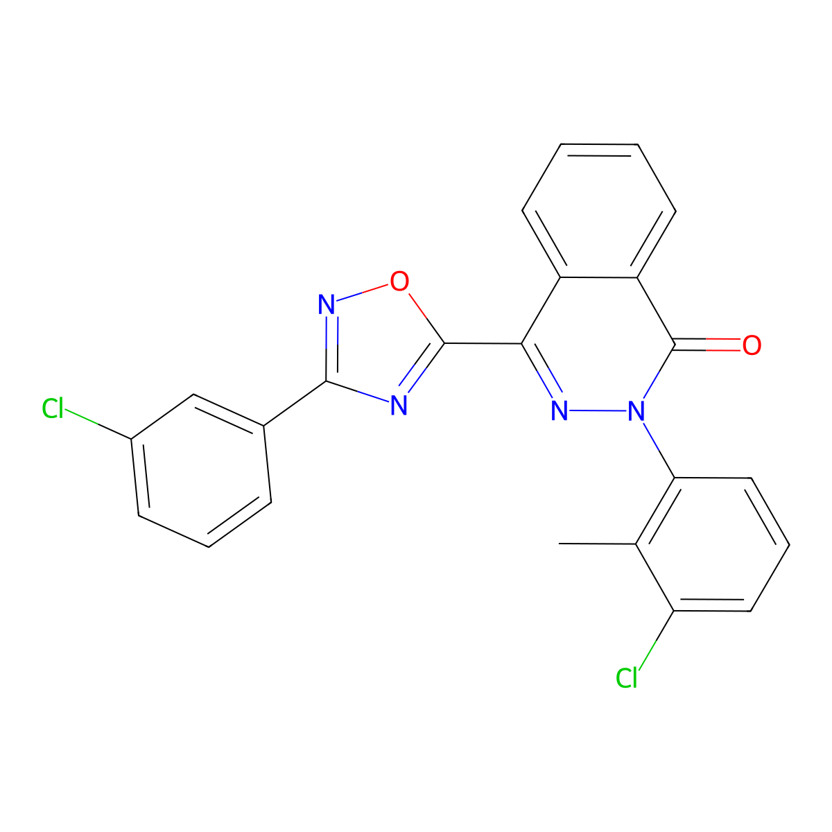 2-(3-chloro-2-methylphenyl)-4-[3-(3-chlorophenyl)-1,2,4-oxadiazol-5-yl]-1(2H)-phthalazinone molecular structure, CAS 478045-84-0