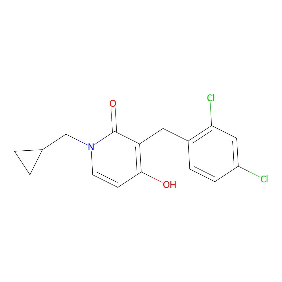 1-(cyclopropylmethyl)-3-(2,4-dichlorobenzyl)-4-hydroxy-2(1H)-pyridinone molecular structure, CAS 478045-86-2