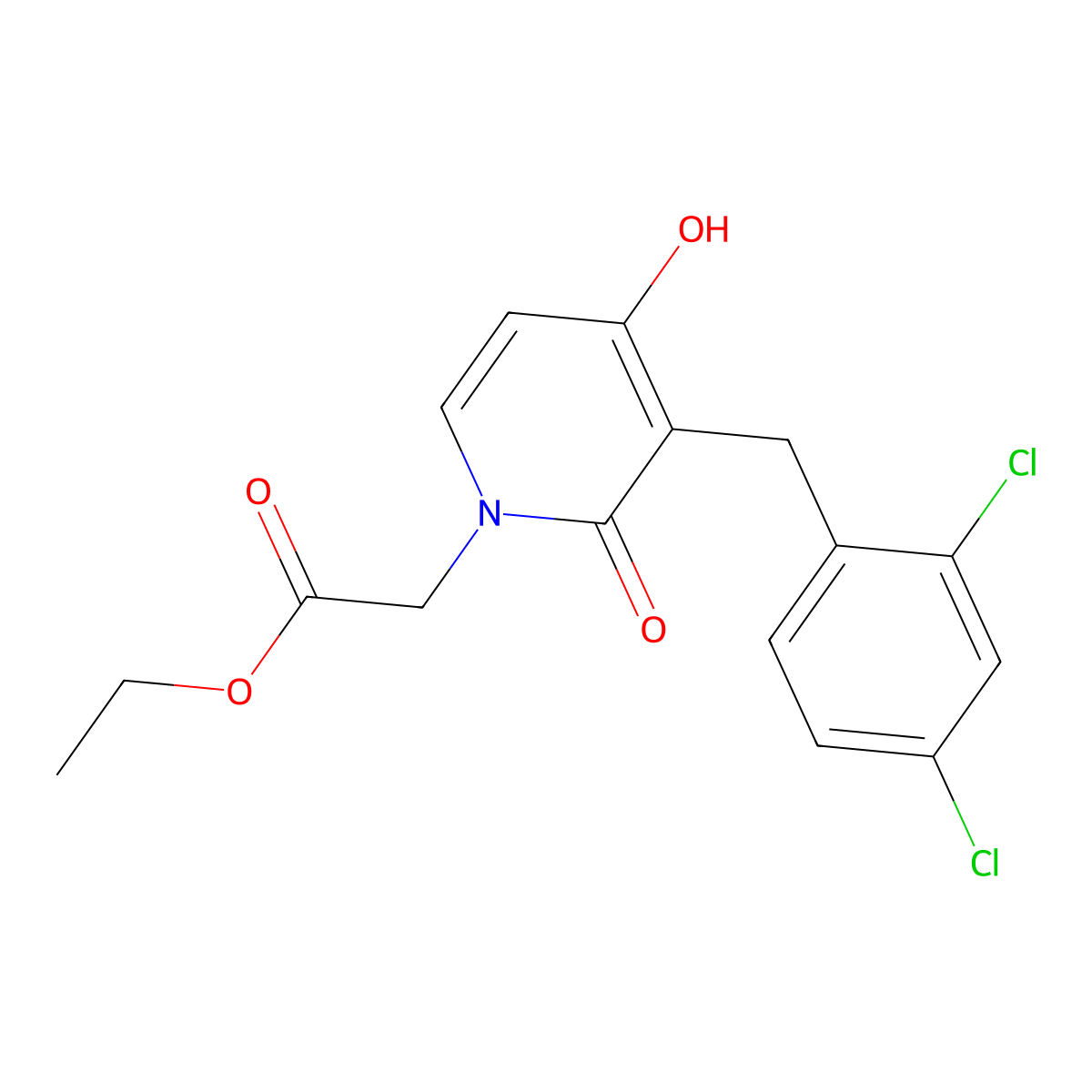 ethyl 2-[3-(2,4-dichlorobenzyl)-4-hydroxy-2-oxo-1(2H)-pyridinyl]acetate molecular structure, CAS 478045-88-4
