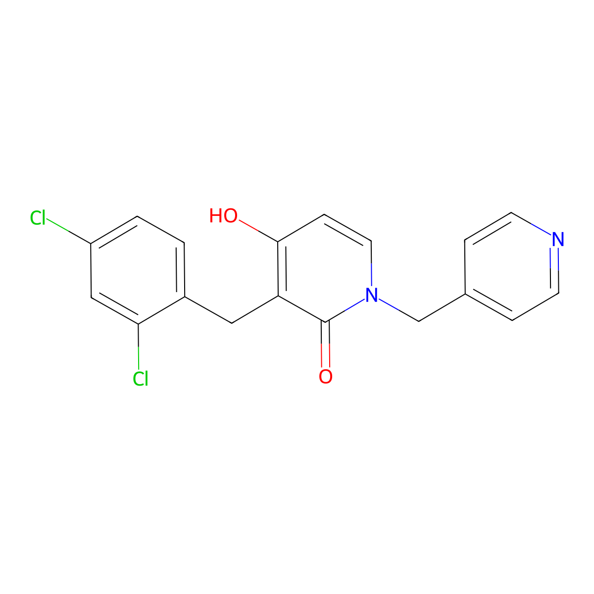 3-(2,4-dichlorobenzyl)-4-hydroxy-1-(4-pyridinylmethyl)-2(1H)-pyridinone molecular structure, CAS 478045-91-9