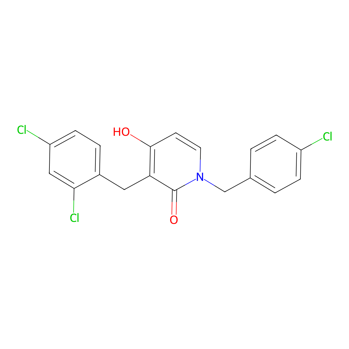 1-(4-chlorobenzyl)-3-(2,4-dichlorobenzyl)-4-hydroxy-2(1H)-pyridinone molecular structure, CAS 478045-92-0