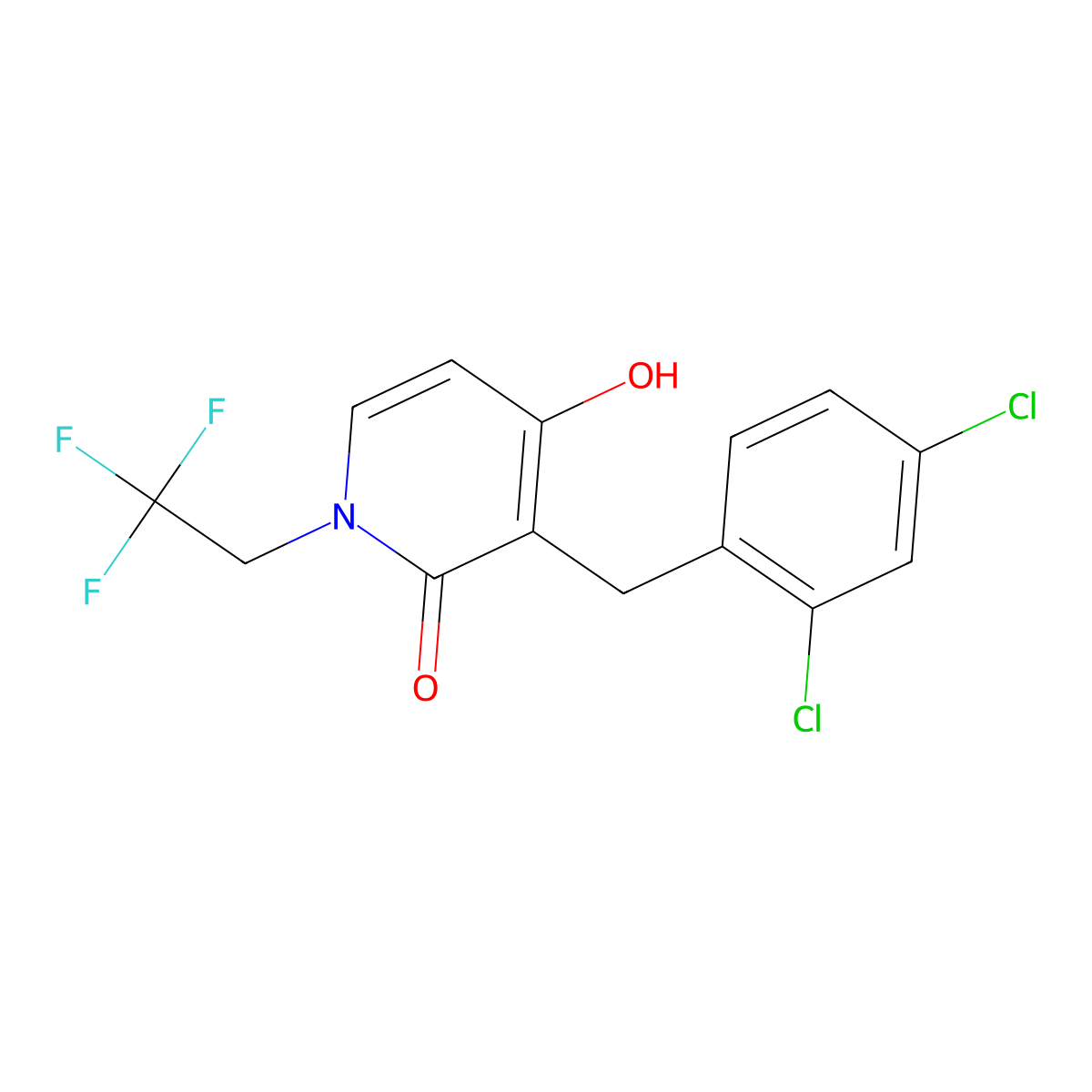 3-(2,4-dichlorobenzyl)-4-hydroxy-1-(2,2,2-trifluoroethyl)-2(1H)-pyridinone molecular structure, CAS 478045-95-3
