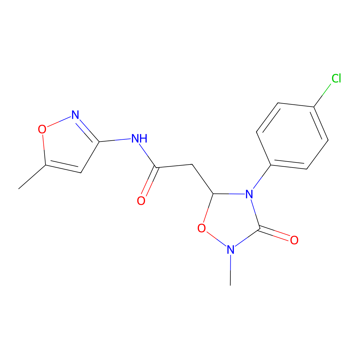2-[4-(4-chlorophenyl)-2-methyl-3-oxo-1,2,4-oxadiazolidin-5-yl]-N-(5-methyl-1,2-oxazol-3-yl)acetamide molecular structure, CAS 478045-96-4