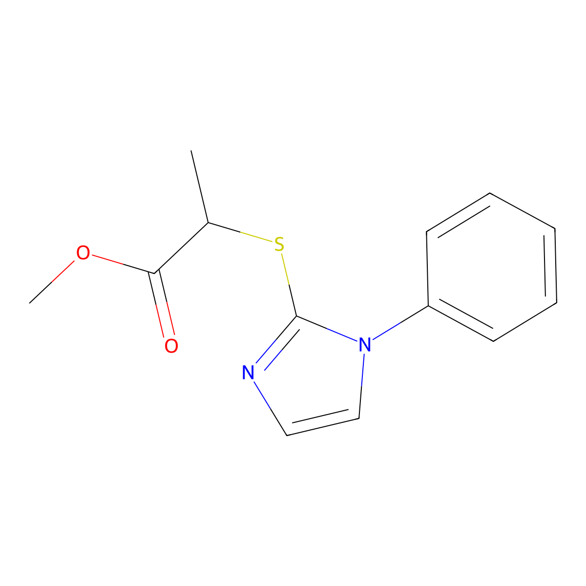 methyl 2-[(1-phenyl-1H-imidazol-2-yl)sulfanyl]propanoate molecular structure, CAS 478046-07-0