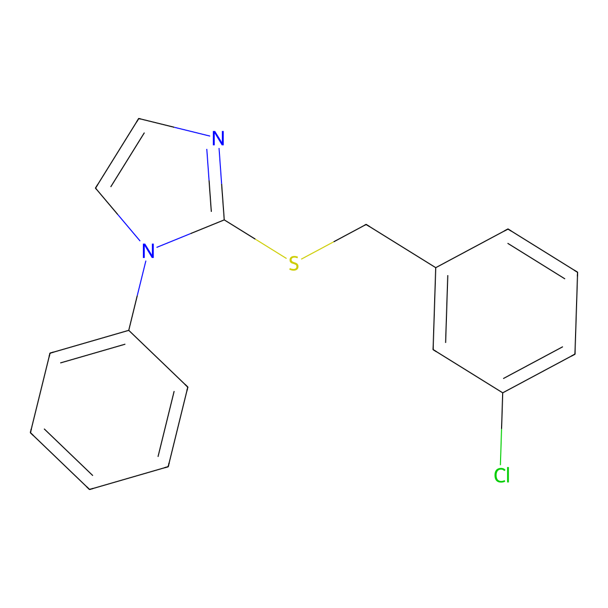 3-chlorobenzyl 1-phenyl-1H-imidazol-2-yl sulfide molecular structure, CAS 478046-10-5