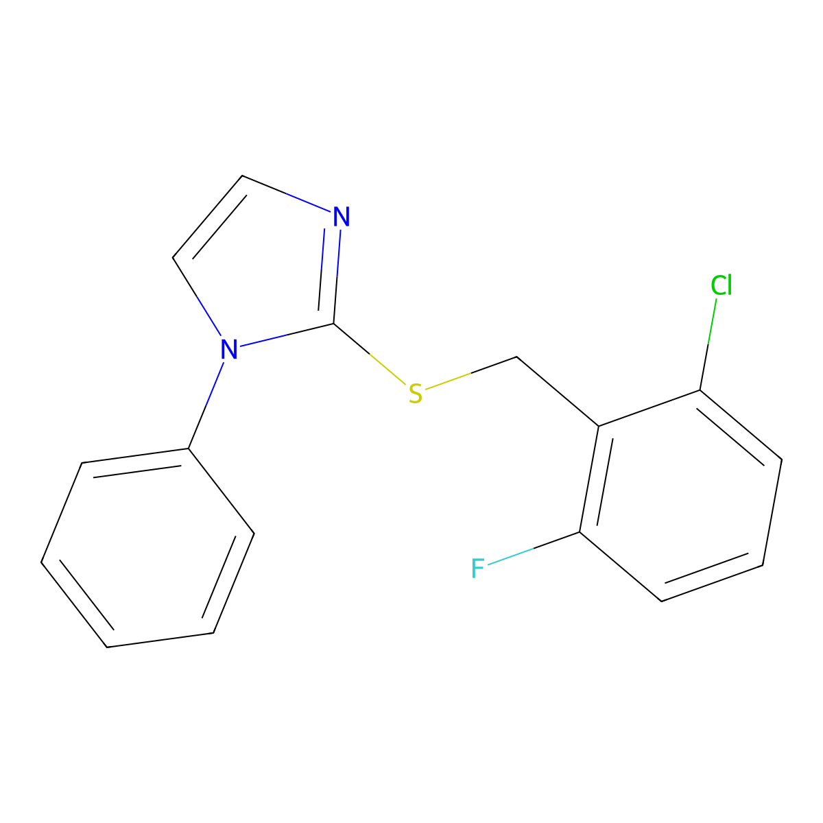 2-[(2-chloro-6-fluorobenzyl)sulfanyl]-1-phenyl-1H-imidazole molecular structure, CAS 478046-19-4
