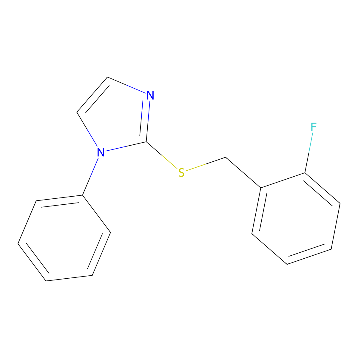2-fluorobenzyl 1-phenyl-1H-imidazol-2-yl sulfide molecular structure, CAS 478046-26-3