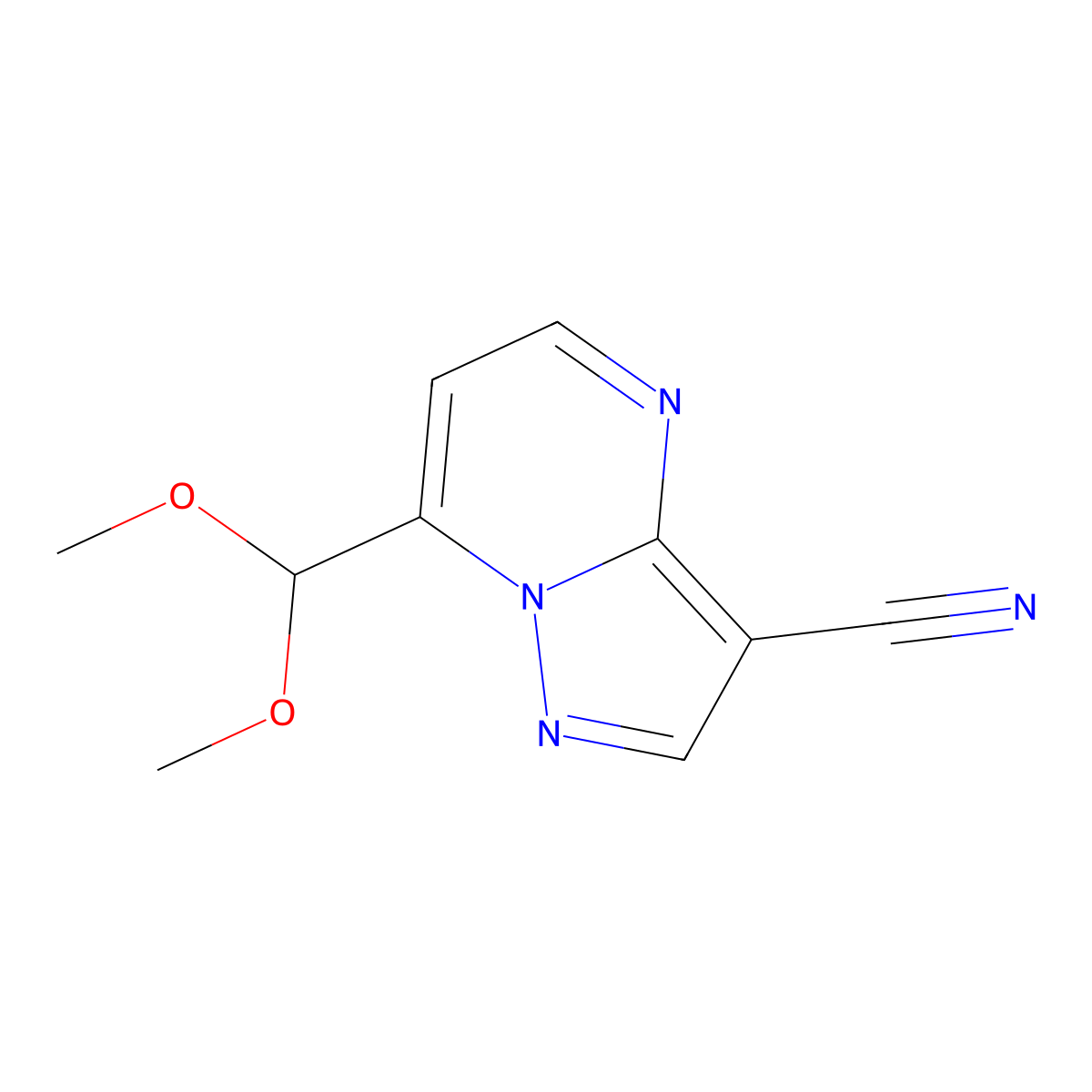 7-(Dimethoxymethyl)pyrazolo[1,5-a]pyrimidine-3-carbonitrile molecular structure, CAS 478046-33-2