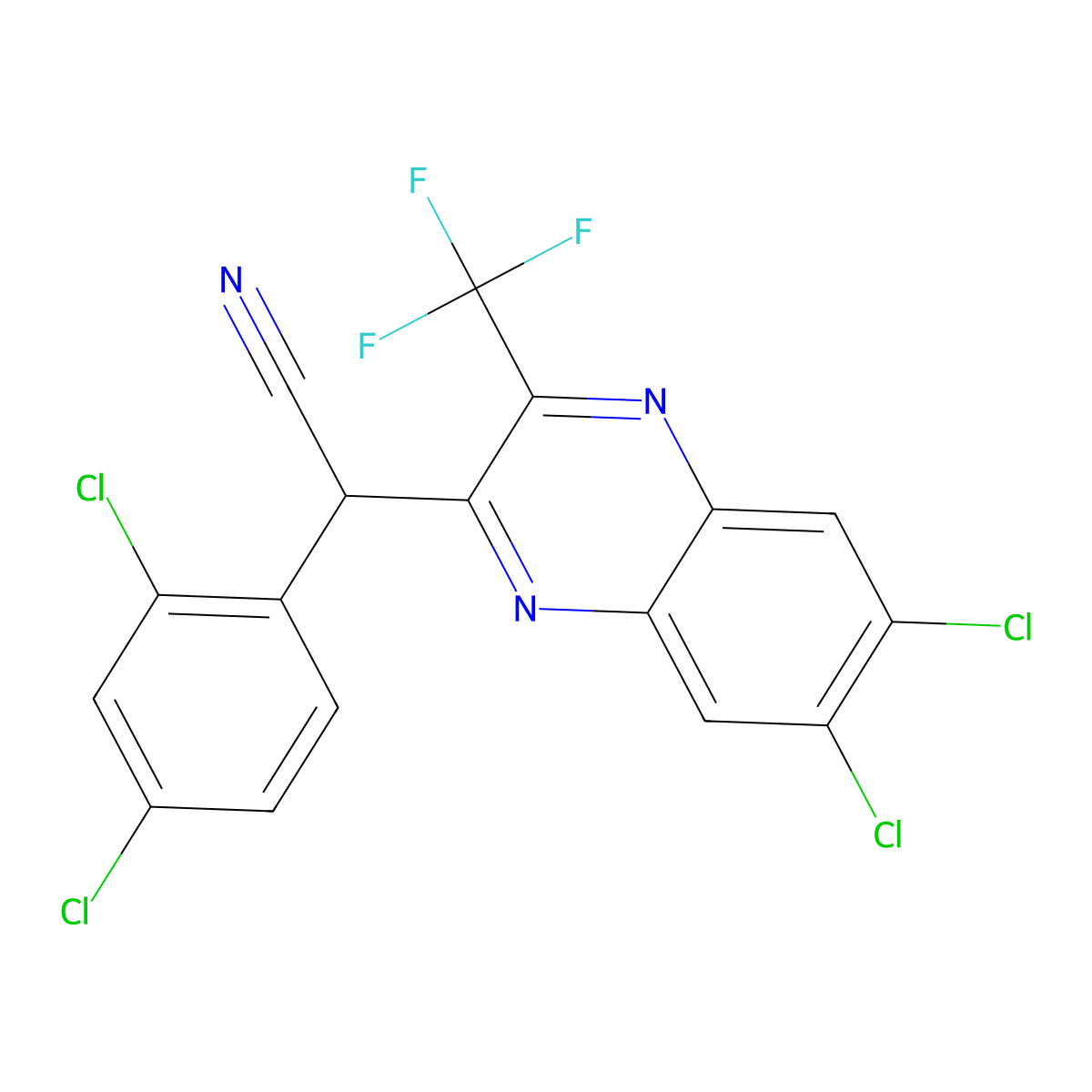 2-(2,4-Dichlorophenyl)-2-[6,7-dichloro-3-(trifluoromethyl)-2-quinoxalinyl]acetonitrile molecular structure, CAS 478046-34-3