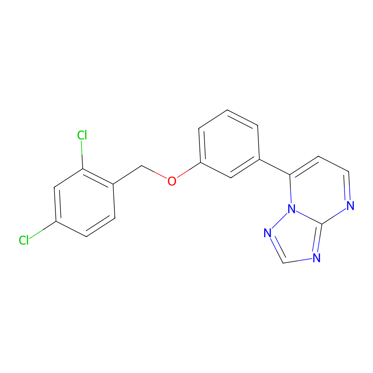 7-{3-[(2,4-Dichlorophenyl)methoxy]phenyl}-[1,2,4]triazolo[1,5-a]pyrimidine molecular structure, CAS 478046-36-5