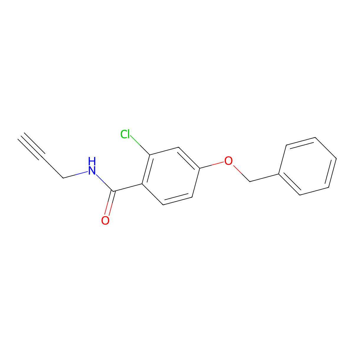4-(benzyloxy)-2-chloro-N-(2-propynyl)benzenecarboxamide molecular structure, CAS 478046-41-2