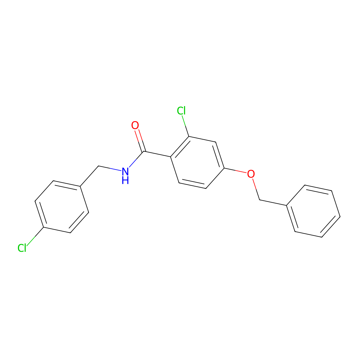 4-(benzyloxy)-2-chloro-N-(4-chlorobenzyl)benzenecarboxamide molecular structure, CAS 478046-43-4