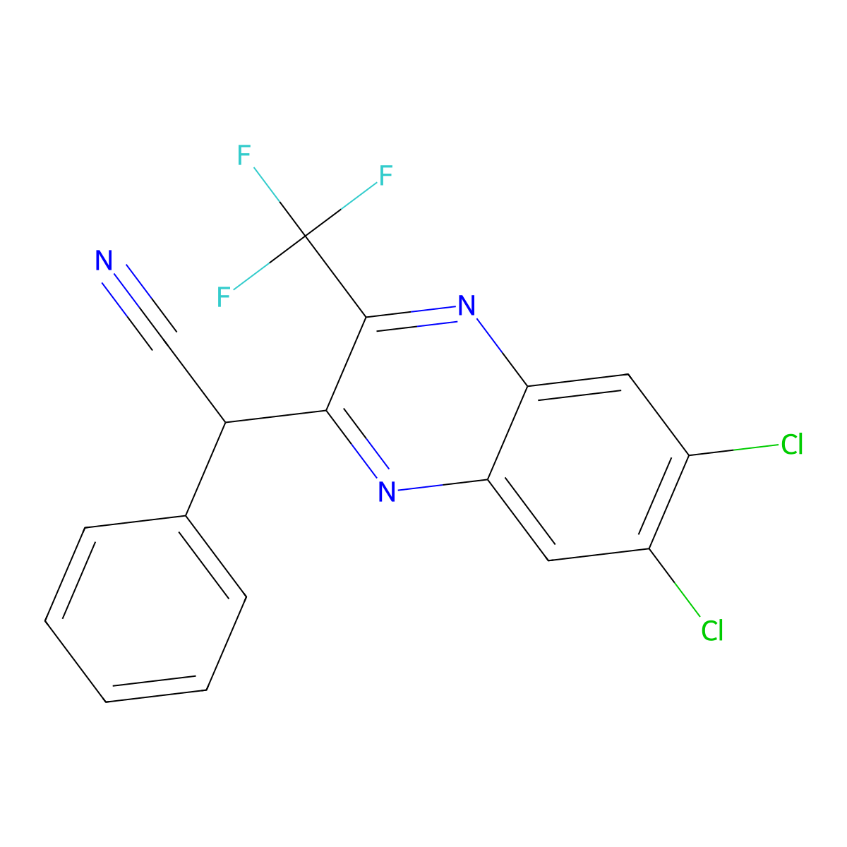 2-[6,7-Dichloro-3-(trifluoromethyl)quinoxalin-2-yl]-2-phenylacetonitrile molecular structure, CAS 478046-50-3