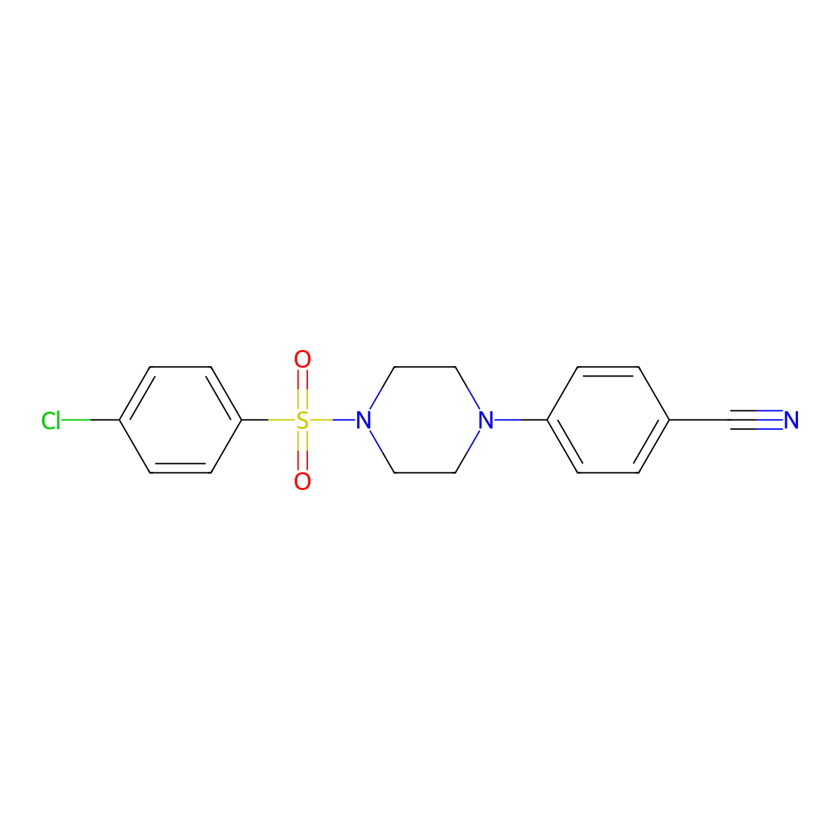 4-{4-[(4-Chlorophenyl)sulfonyl]piperazino}benzenecarbonitrile molecular structure, CAS 478046-72-9