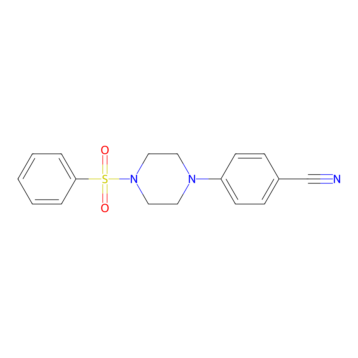 4-[4-(Benzenesulfonyl)piperazin-1-yl]benzonitrile molecular structure, CAS 478046-73-0