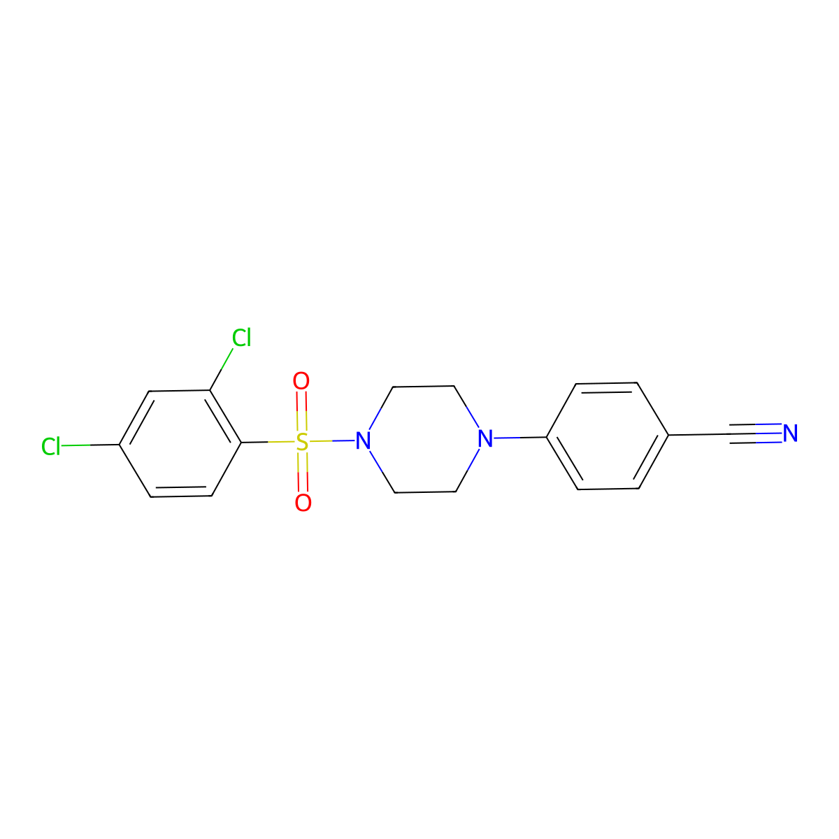 4-{4-[(2,4-Dichlorophenyl)sulfonyl]piperazino}benzenecarbonitrile molecular structure, CAS 478046-84-3