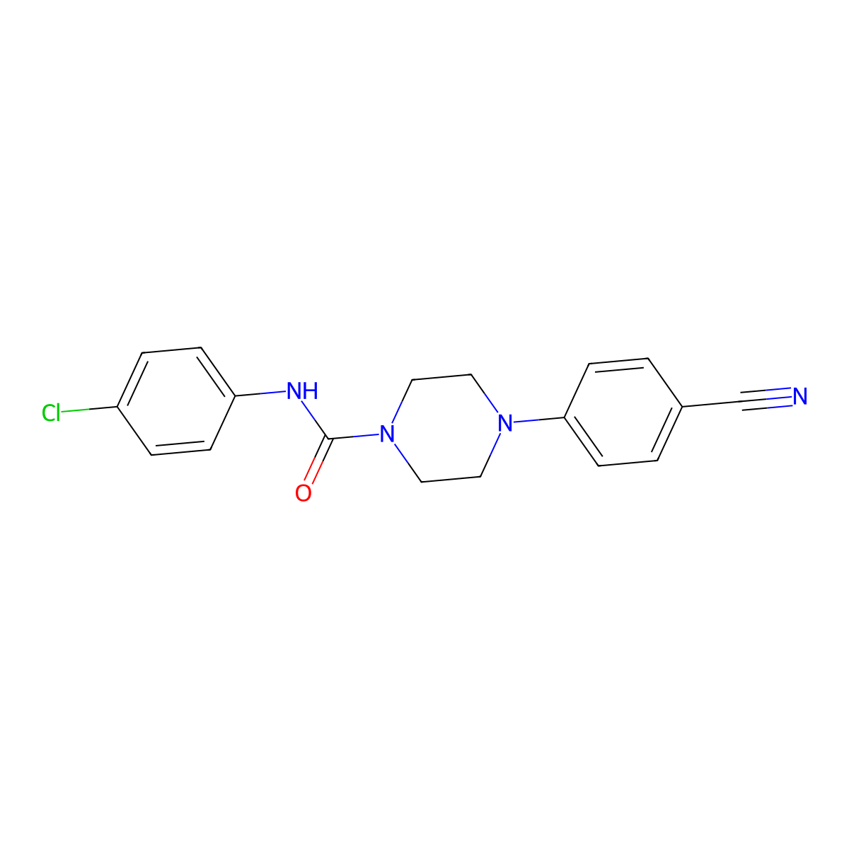 N-(4-chlorophenyl)-4-(4-cyanophenyl)tetrahydro-1(2H)-pyrazinecarboxamide molecular structure, CAS 478046-85-4