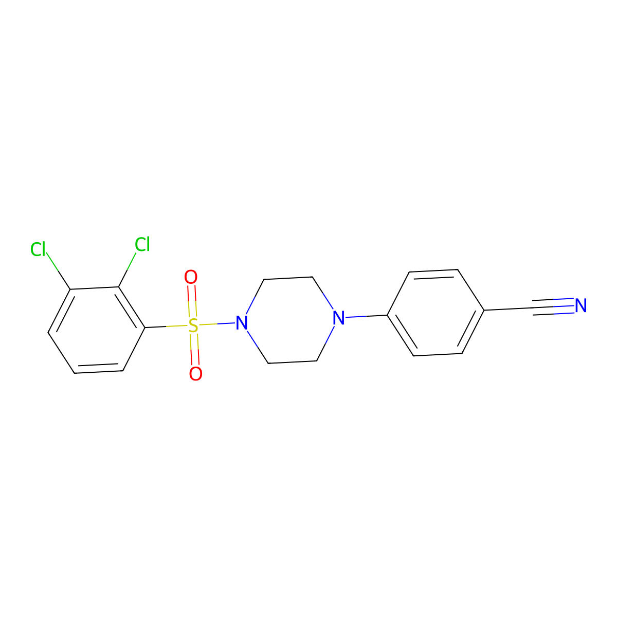 4-{4-[(2,3-Dichlorophenyl)sulfonyl]piperazino}benzenecarbonitrile molecular structure, CAS 478046-89-8