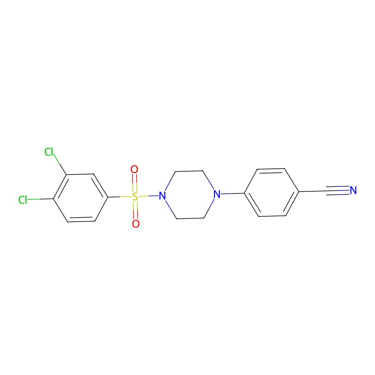 4-{4-[(3,4-Dichlorophenyl)sulfonyl]piperazino}benzenecarbonitrile molecular structure, CAS 478046-90-1