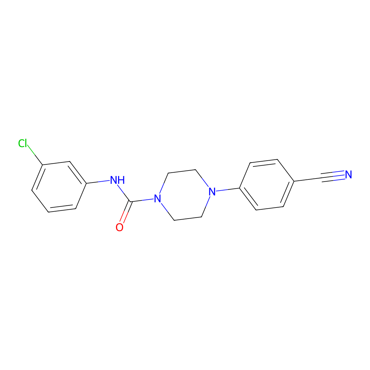 N-(3-chlorophenyl)-4-(4-cyanophenyl)tetrahydro-1(2H)-pyrazinecarboxamide molecular structure, CAS 478046-91-2
