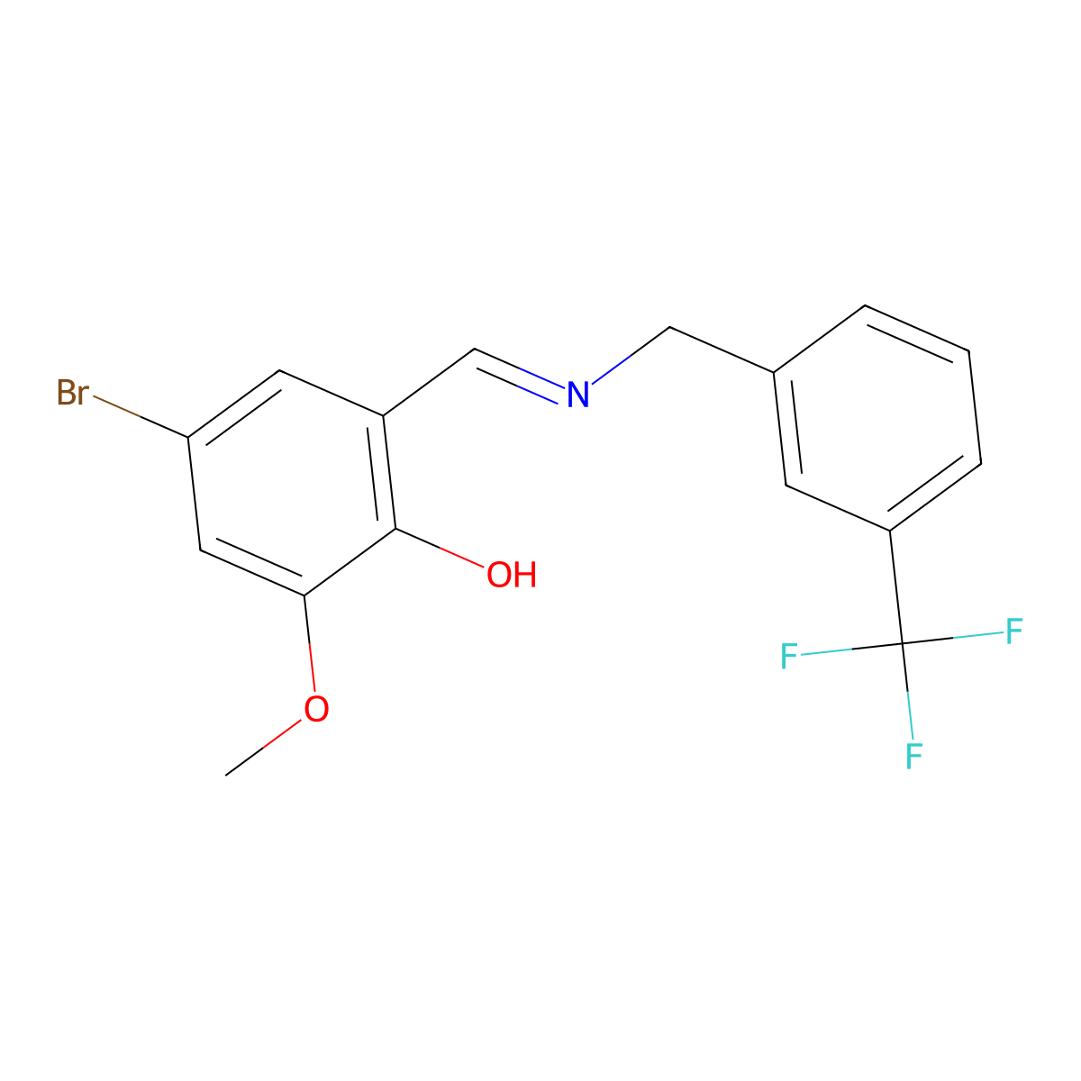4-Bromo-2-methoxy-6-({[3-(trifluoromethyl)benzyl]imino}methyl)benzenol molecular structure, CAS 478047-10-8