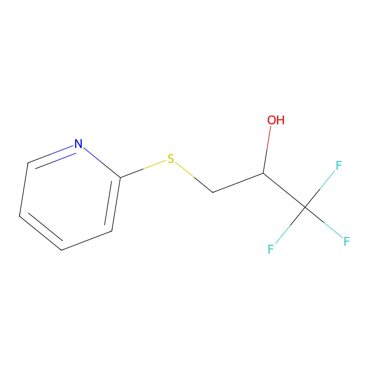1,1,1-Trifluoro-3-(2-pyridinylsulfanyl)-2-propanol molecular structure, CAS 478047-11-9
