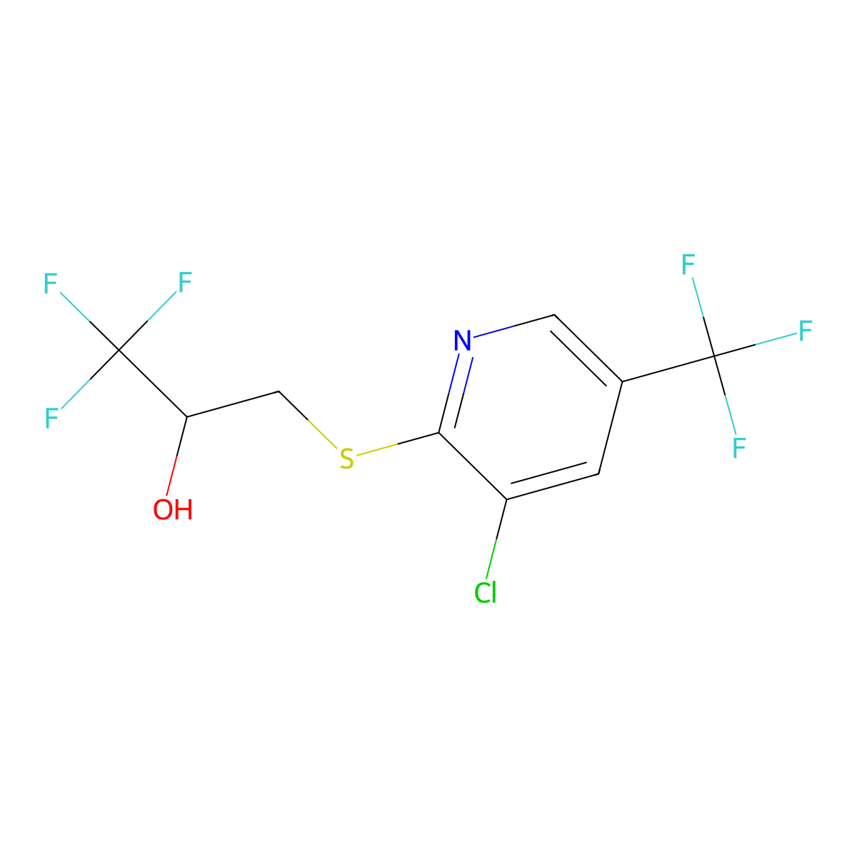 3-{[3-Chloro-5-(trifluoromethyl)-2-pyridinyl]sulfanyl}-1,1,1-trifluoro-2-propanol molecular structure, CAS 478047-16-4