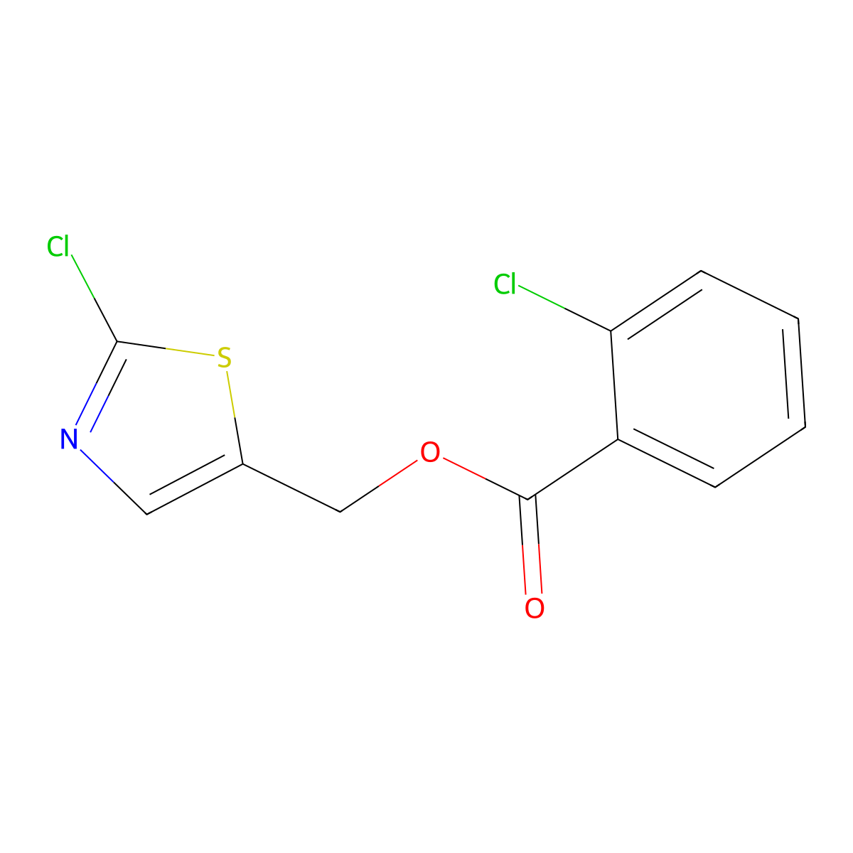 (2-Chloro-1,3-thiazol-5-yl)methyl 2-chlorobenzoate molecular structure, CAS 478047-21-1