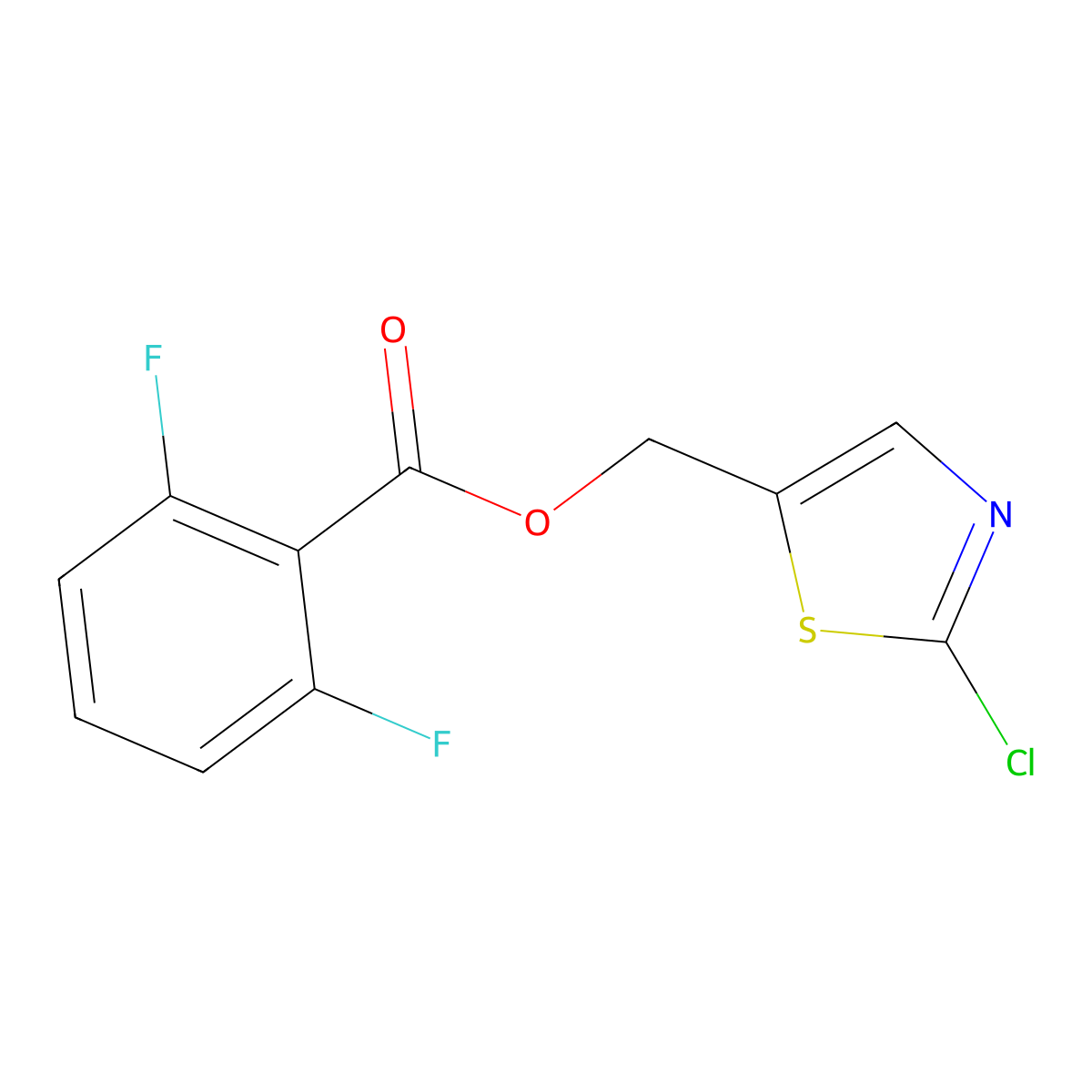 (2-Chloro-1,3-thiazol-5-yl)methyl 2,6-difluorobenzenecarboxylate molecular structure, CAS 478047-22-2