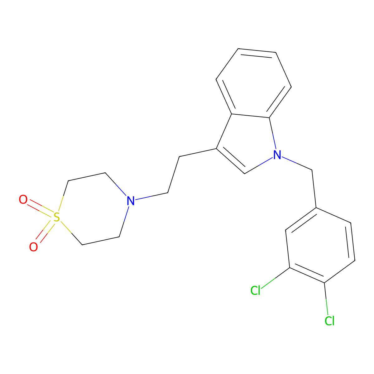 4-{2-[1-(3,4-dichlorobenzyl)-1H-indol-3-yl]ethyl}-1lambda~6~,4-thiazinane-1,1-dione molecular structure, CAS 478047-25-5