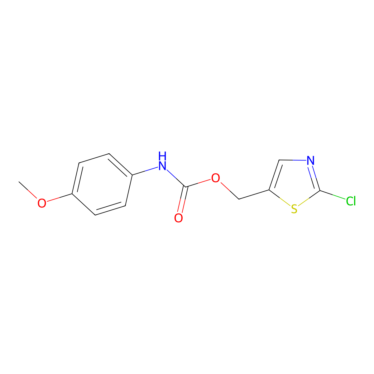 (2-chloro-1,3-thiazol-5-yl)methyl N-(4-methoxyphenyl)carbamate molecular structure, CAS 478047-27-7