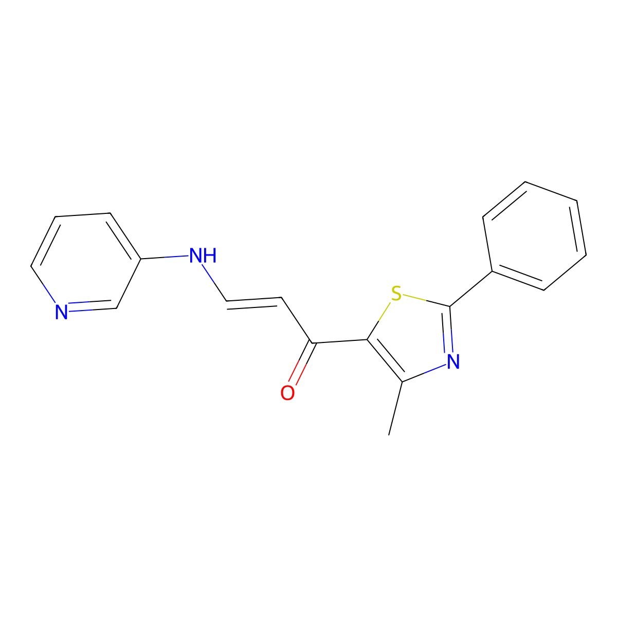 (2E)-1-(4-methyl-2-phenyl-1,3-thiazol-5-yl)-3-[(pyridin-3-yl)amino]prop-2-en-1-one molecular structure, CAS 478047-36-8