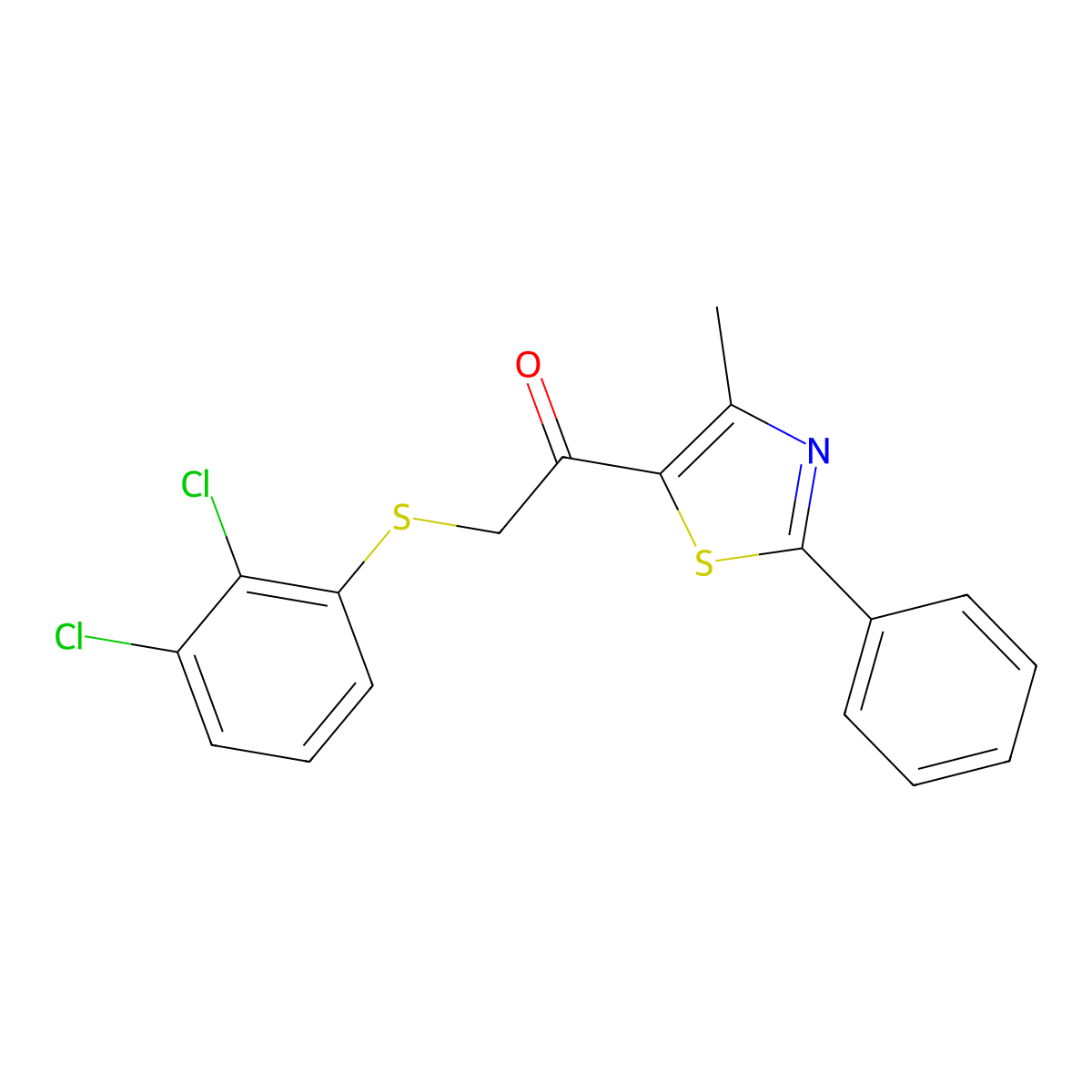 2-[(2,3-Dichlorophenyl)sulfanyl]-1-(4-methyl-2-phenyl-1,3-thiazol-5-yl)-1-ethanone molecular structure, CAS 478047-40-4