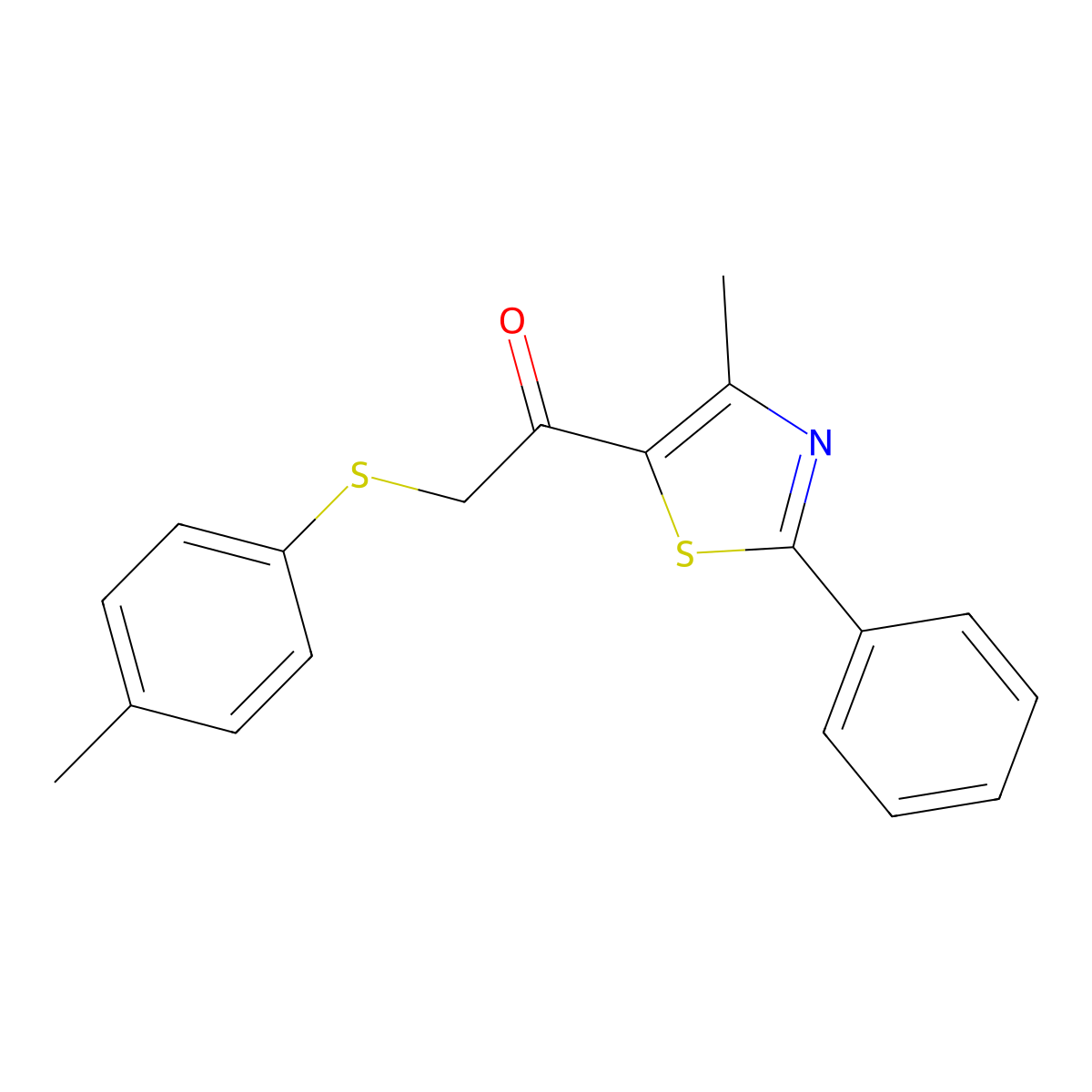 2-[(4-Methylphenyl)sulfanyl]-1-(4-methyl-2-phenyl-1,3-thiazol-5-yl)-1-ethanone molecular structure, CAS 478047-41-5