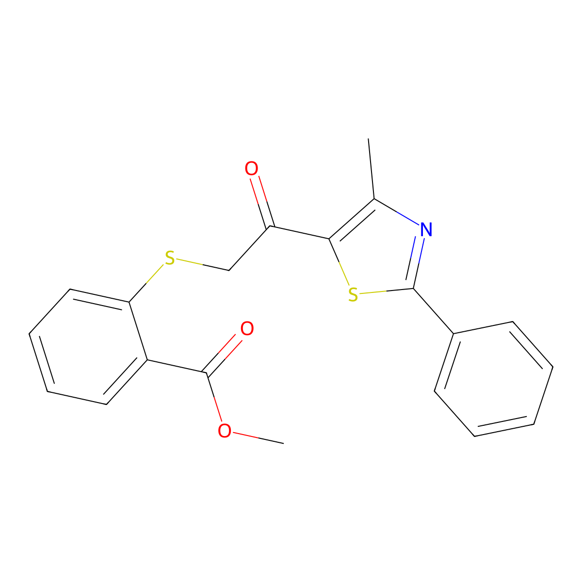 Methyl 2-{[2-(4-methyl-2-phenyl-1,3-thiazol-5-yl)-2-oxoethyl]sulfanyl}benzenecarboxylate molecular structure, CAS 478047-42-6