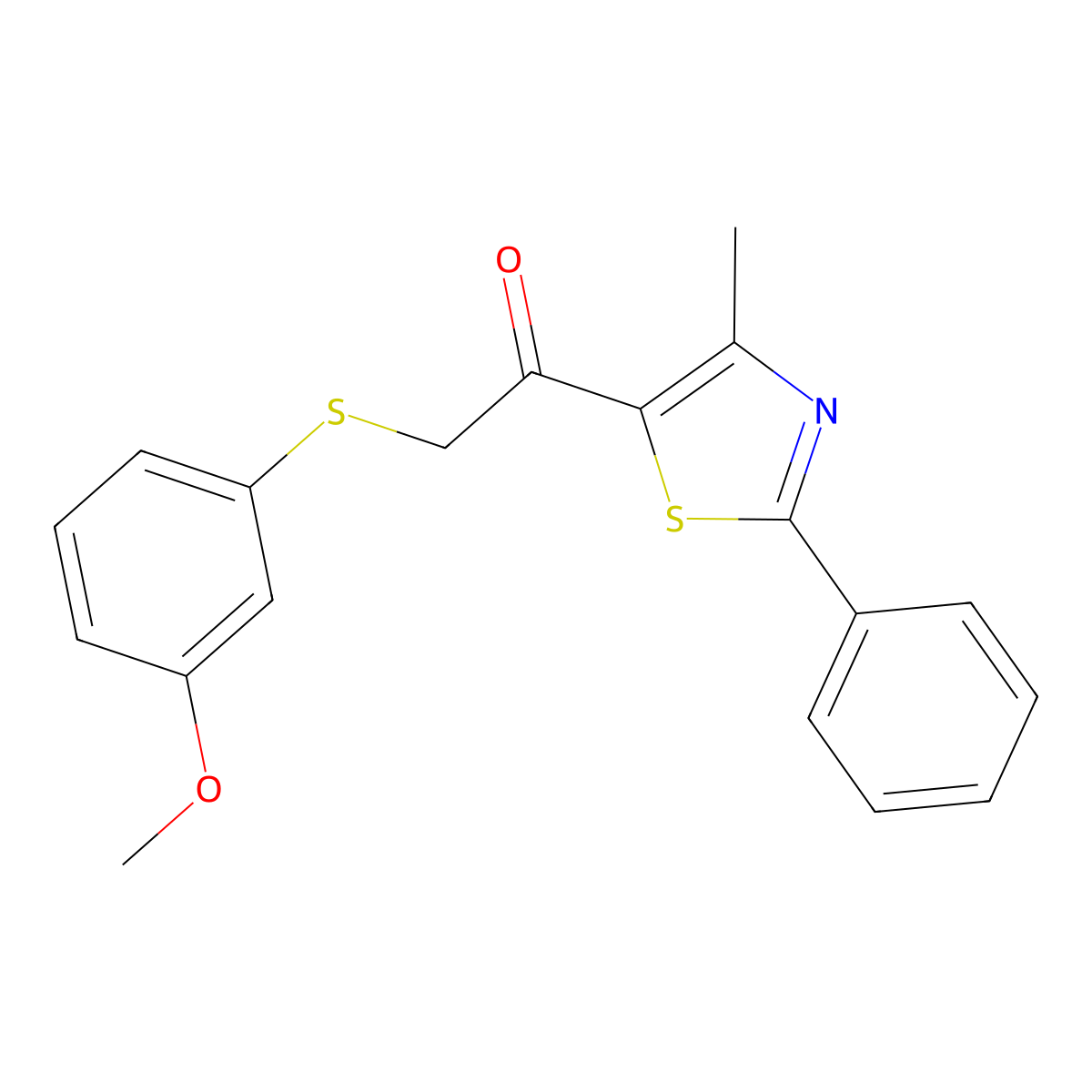 2-[(3-Methoxyphenyl)sulfanyl]-1-(4-methyl-2-phenyl-1,3-thiazol-5-yl)-1-ethanone molecular structure, CAS 478047-44-8