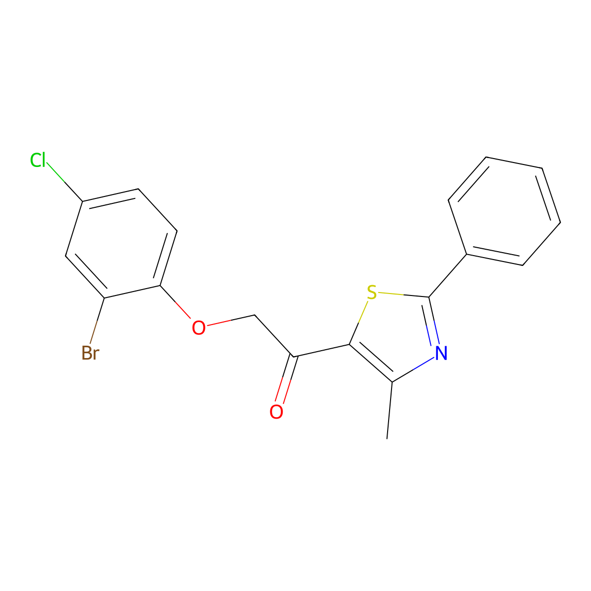 2-(2-Bromo-4-chlorophenoxy)-1-(4-methyl-2-phenyl-1,3-thiazol-5-yl)ethanone molecular structure, CAS 478047-48-2