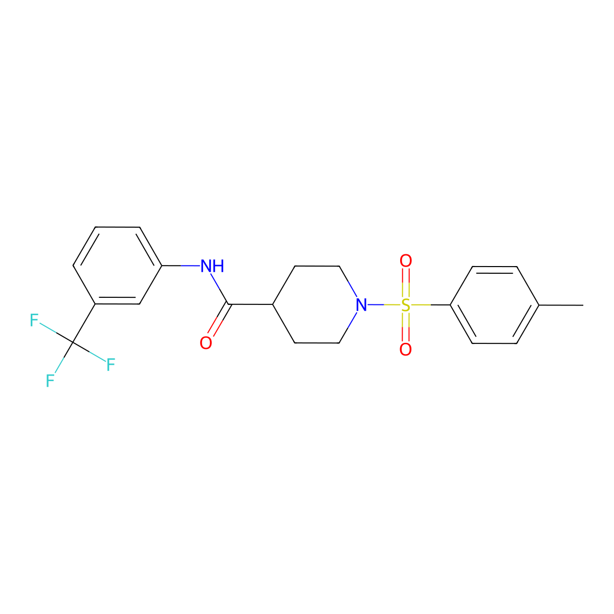 1-(4-methylbenzenesulfonyl)-N-[3-(trifluoromethyl)phenyl]piperidine-4-carboxamide molecular structure, CAS 478047-59-5