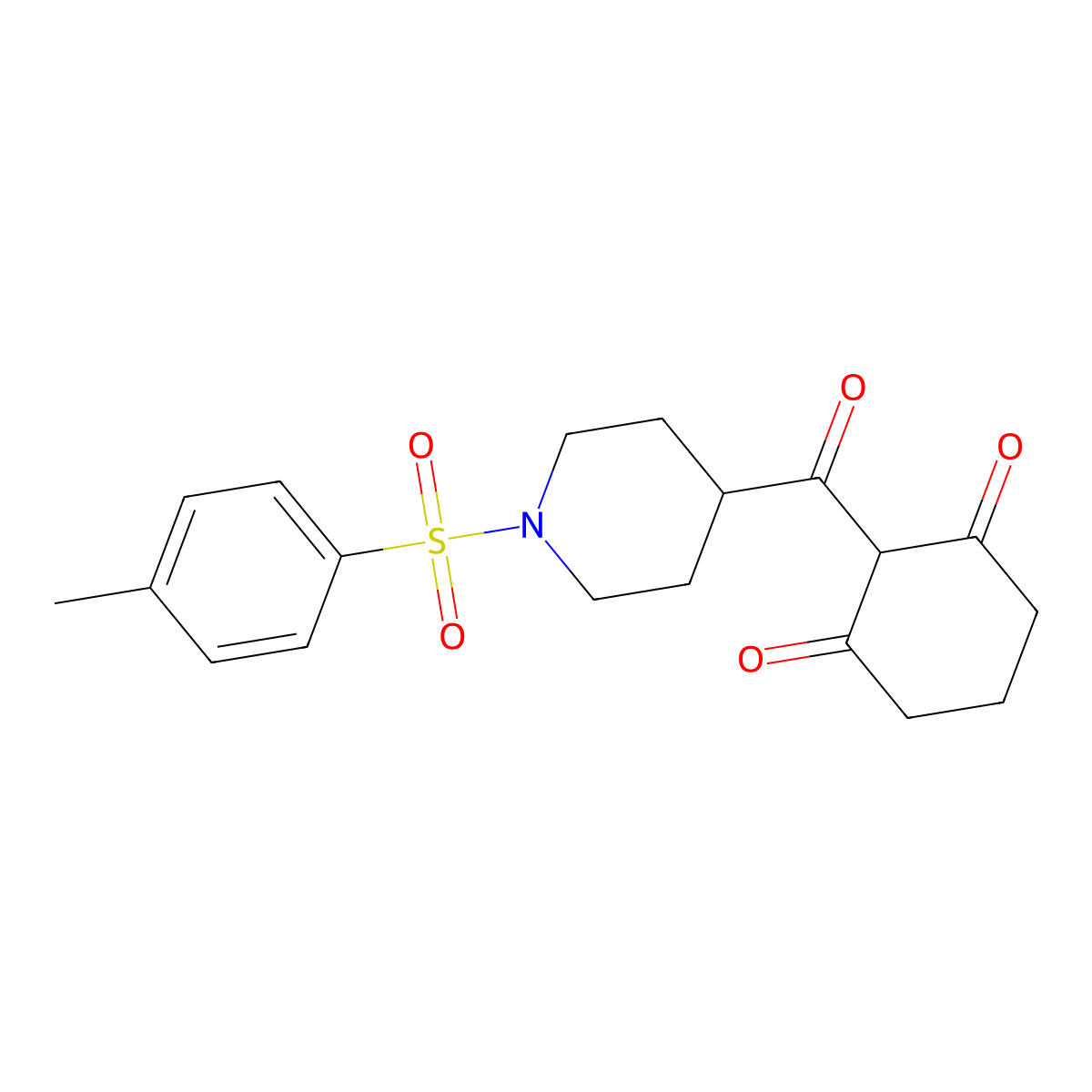 2-({1-[(4-Methylphenyl)sulfonyl]-4-piperidinyl}carbonyl)-1,3-cyclohexanedione molecular structure, CAS 478047-60-8