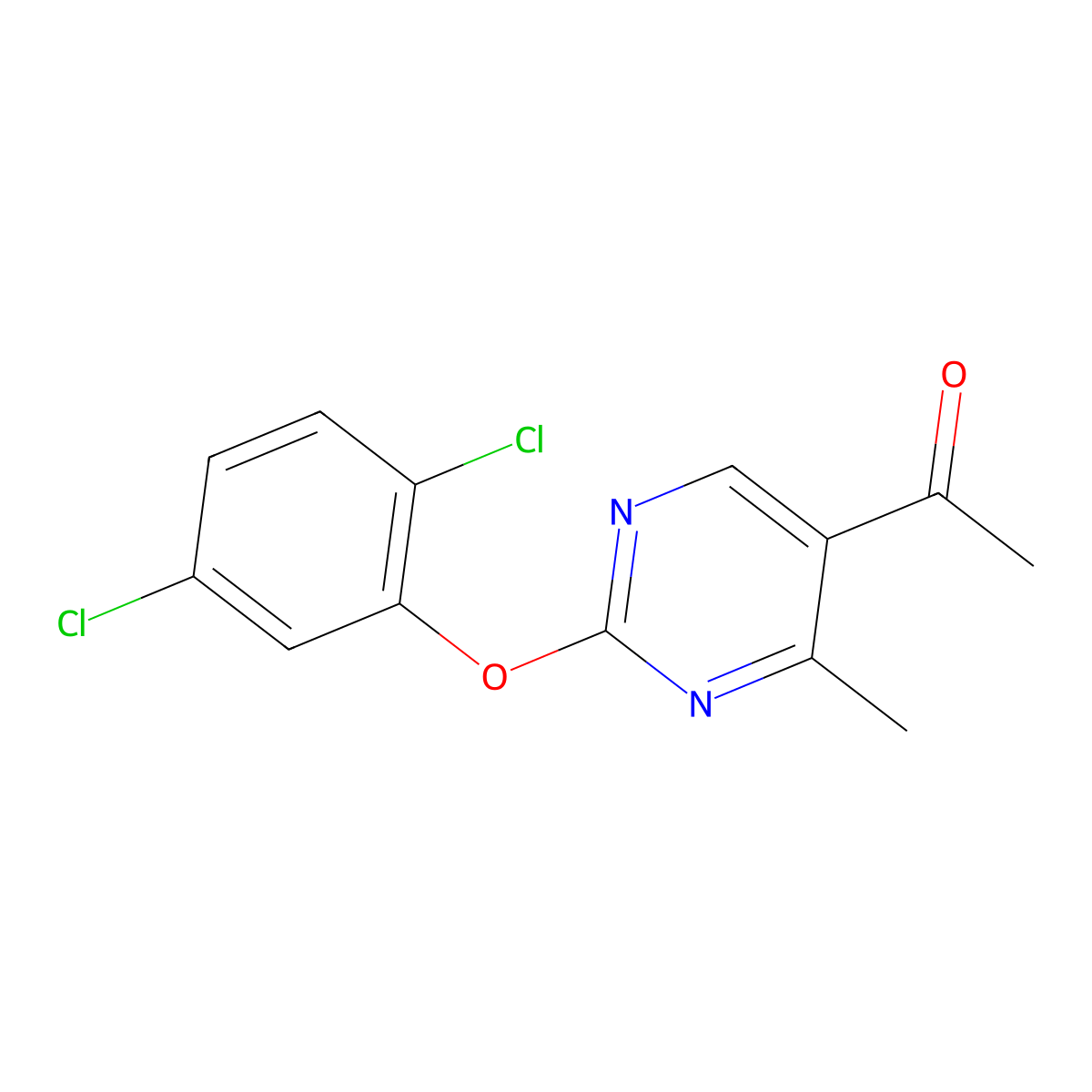 1-[2-(2,5-Dichlorophenoxy)-4-methyl-5-pyrimidinyl]-1-ethanone molecular structure, CAS 478047-64-2