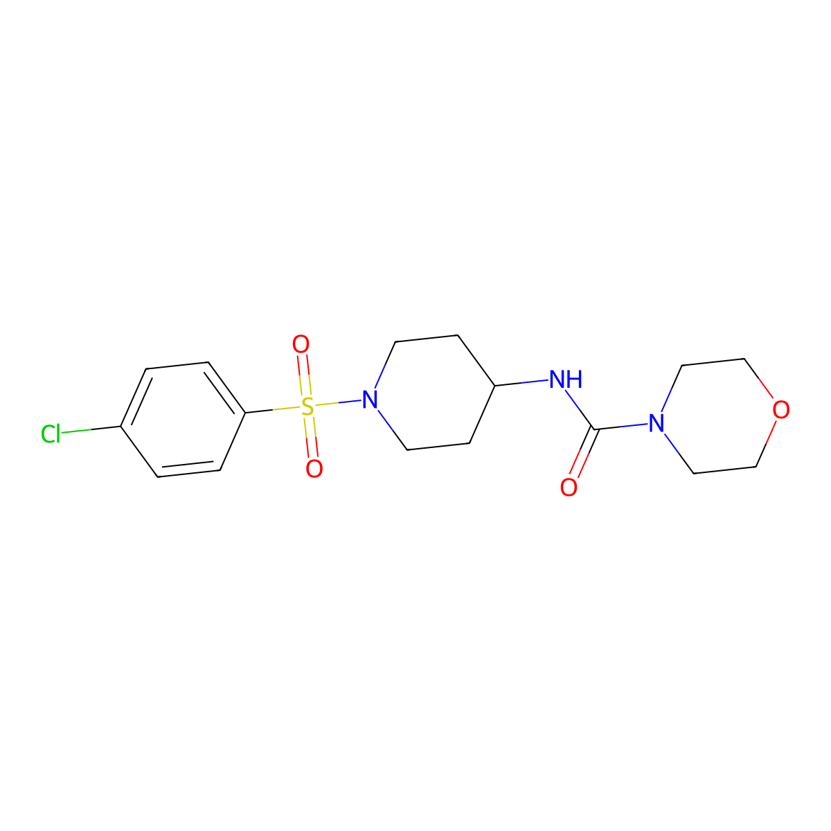 N-{1-[(4-chlorophenyl)sulfonyl]-4-piperidinyl}-4-morpholinecarboxamide molecular structure, CAS 478047-65-3
