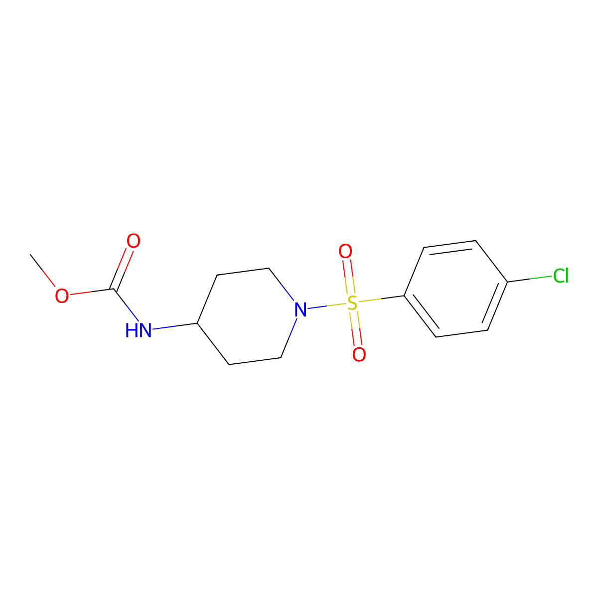 methyl N-{1-[(4-chlorophenyl)sulfonyl]-4-piperidinyl}carbamate molecular structure, CAS 478047-66-4