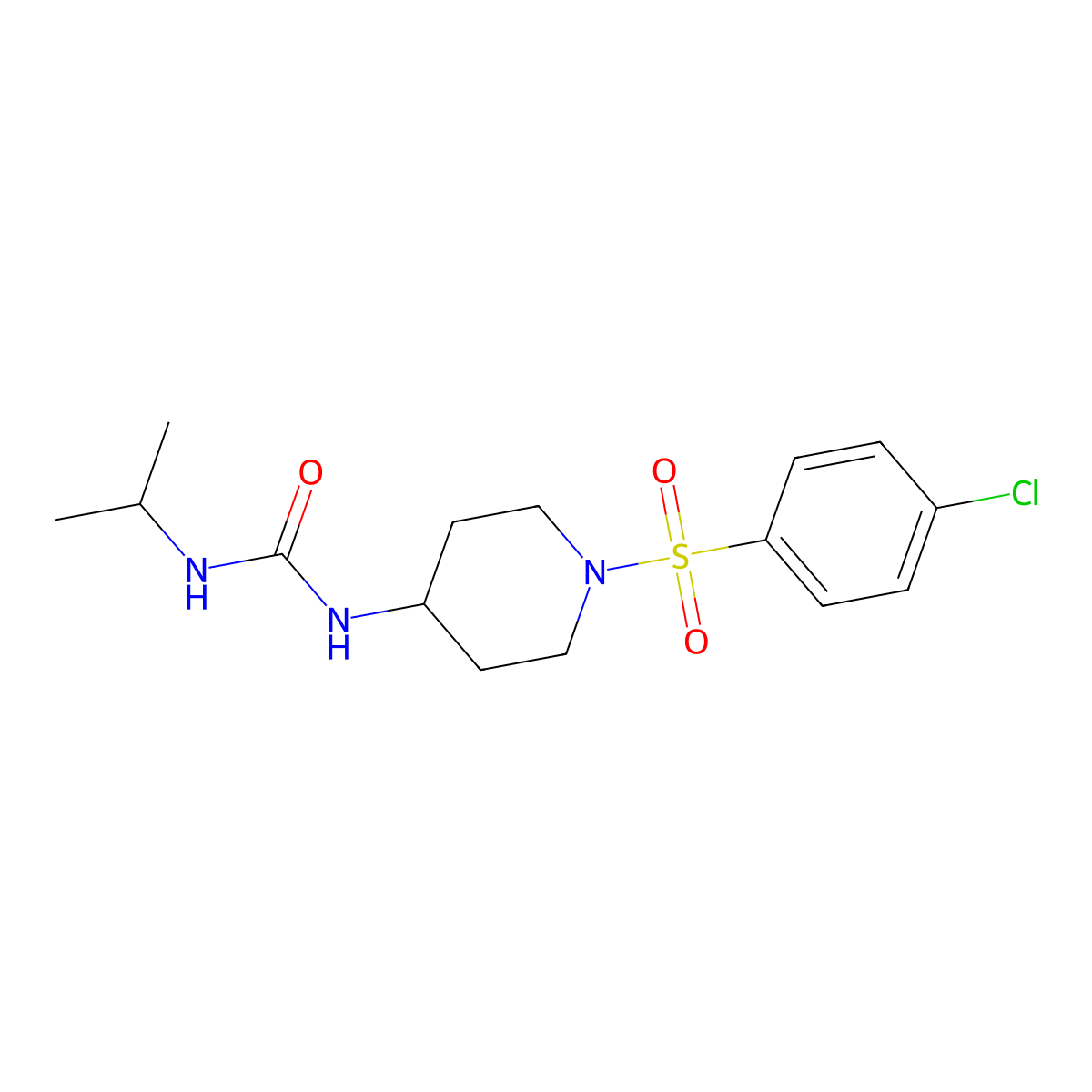 N-{1-[(4-chlorophenyl)sulfonyl]-4-piperidinyl}-N'-isopropylurea molecular structure, CAS 478047-68-6
