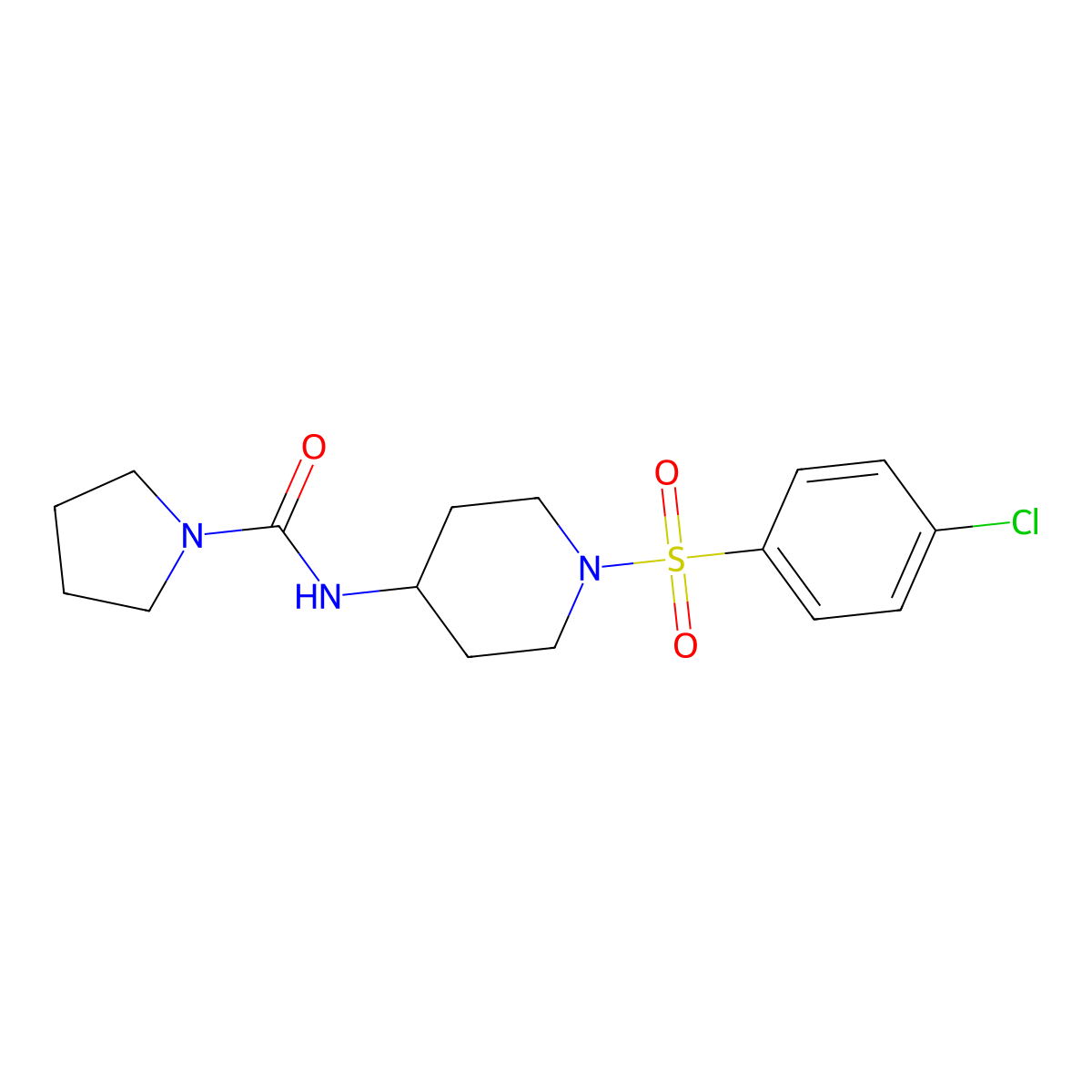 N-{1-[(4-chlorophenyl)sulfonyl]-4-piperidinyl}-1-pyrrolidinecarboxamide molecular structure, CAS 478047-69-7