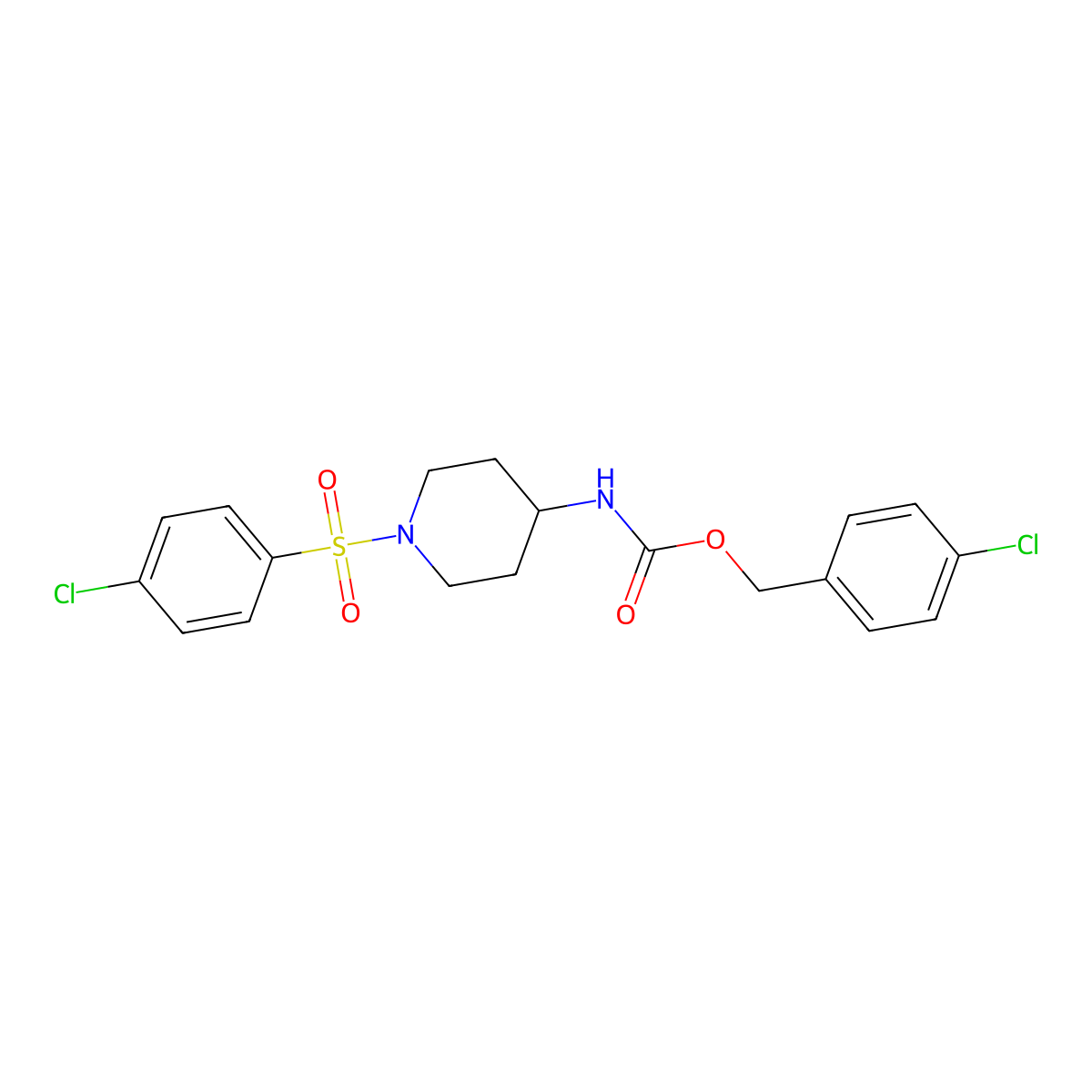4-chlorobenzyl N-{1-[(4-chlorophenyl)sulfonyl]-4-piperidinyl}carbamate molecular structure, CAS 478047-71-1